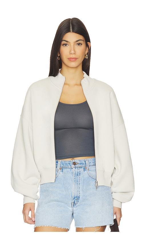 agolde jensen zip up sweatshirt in ivory.