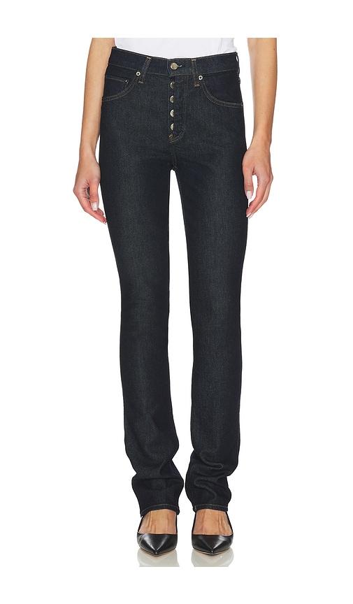 agolde jetta stacked skinny jeans in blue.