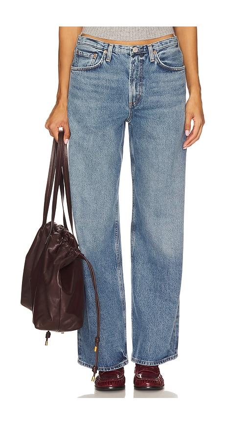 agolde keira wide leg jeans in blue.
