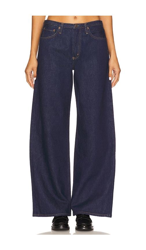 agolde keira wide leg jeans in blue.
