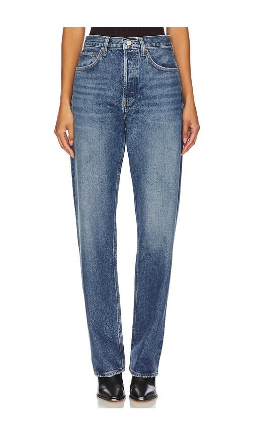 agolde kelly high rise relaxed straight jeans in denim-medium.