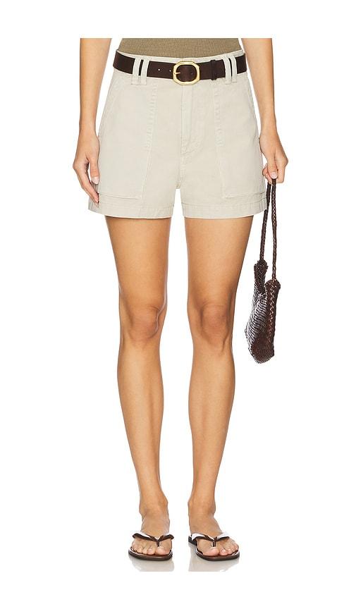 agolde kiva short in beige.