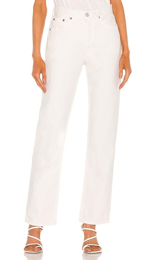 agolde lana straight jeans in white.