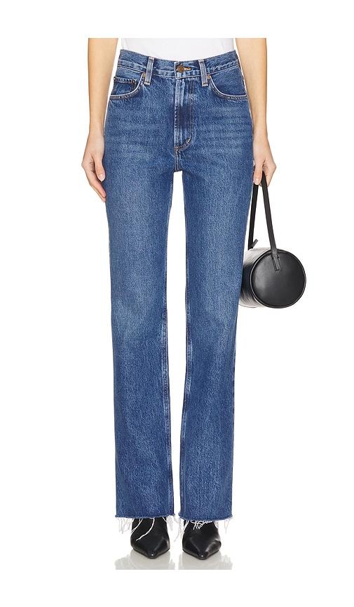 agolde leena bootcut jeans in blue.