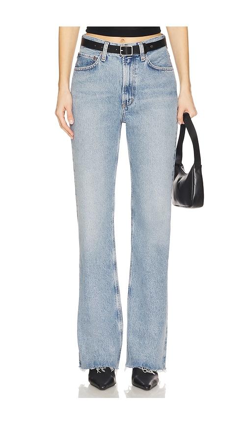 agolde leena bootcut jeans in blue.