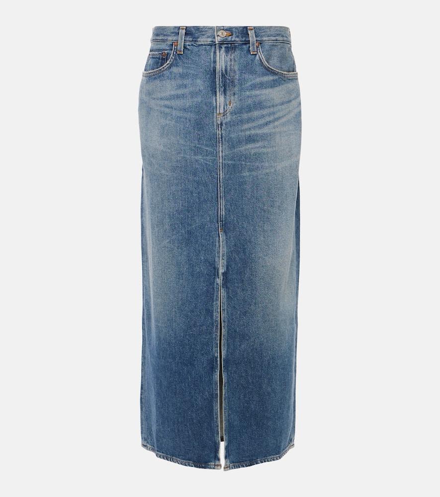 agolde leif denim maxi skirt