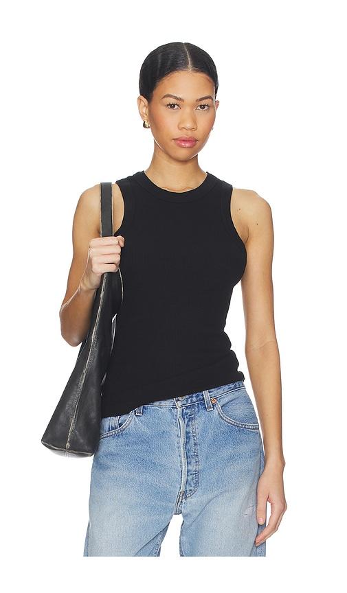 agolde leigh tank top in black.