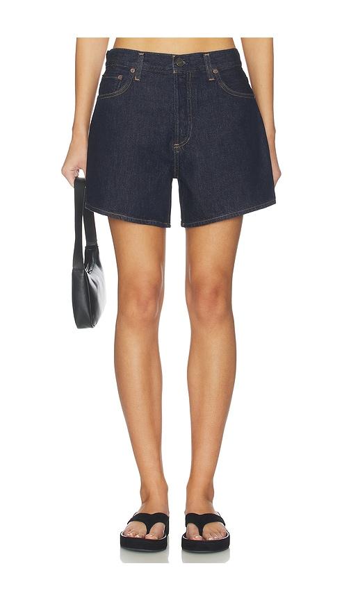 agolde leith oversized shorts in navy.