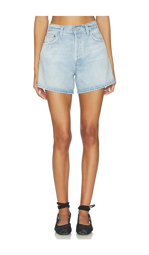 agolde leith short in blue.