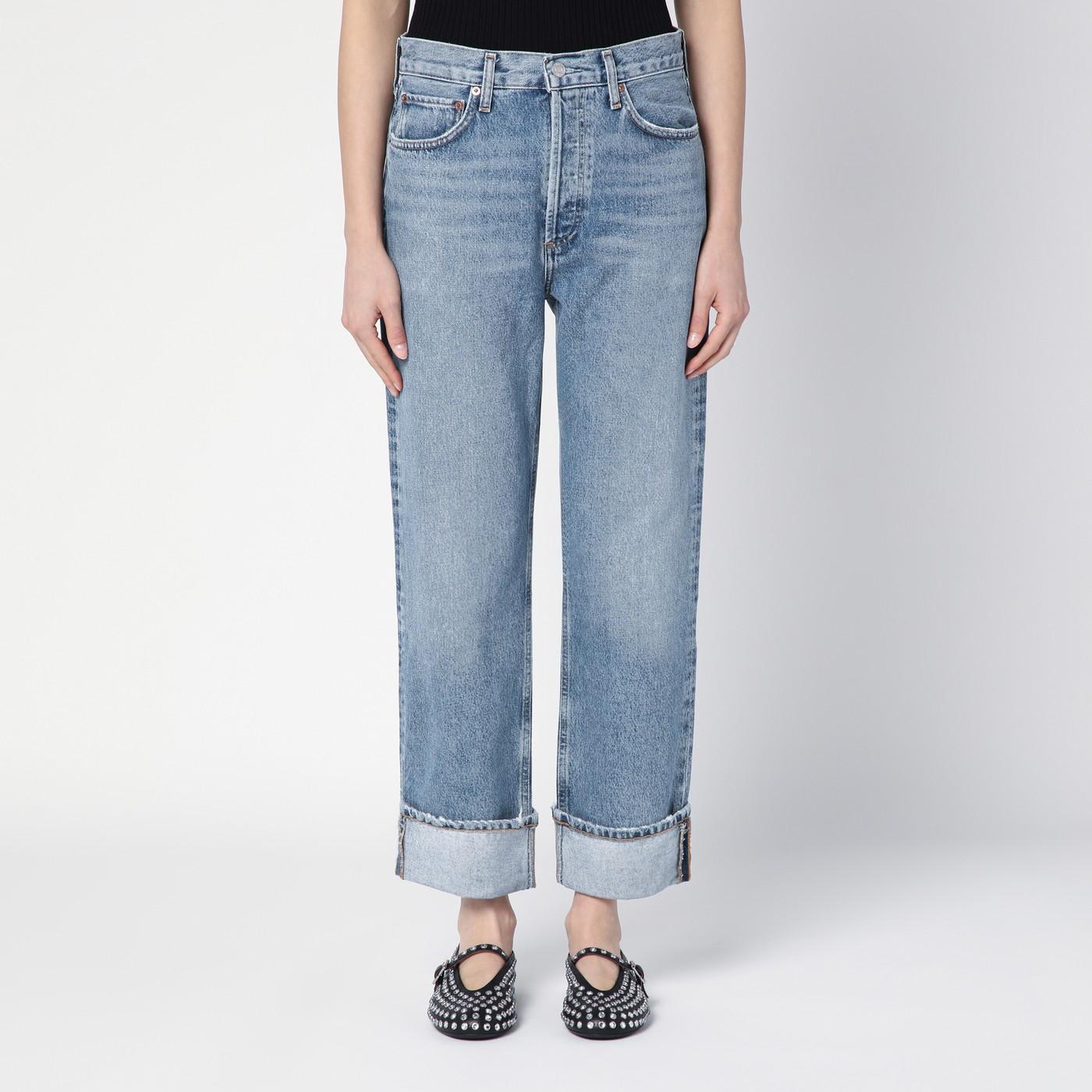 agolde light blue fran jeans in organic denim with turn-ups