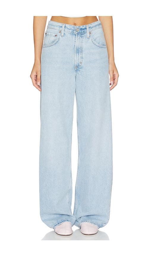 agolde low curve jean in blue.