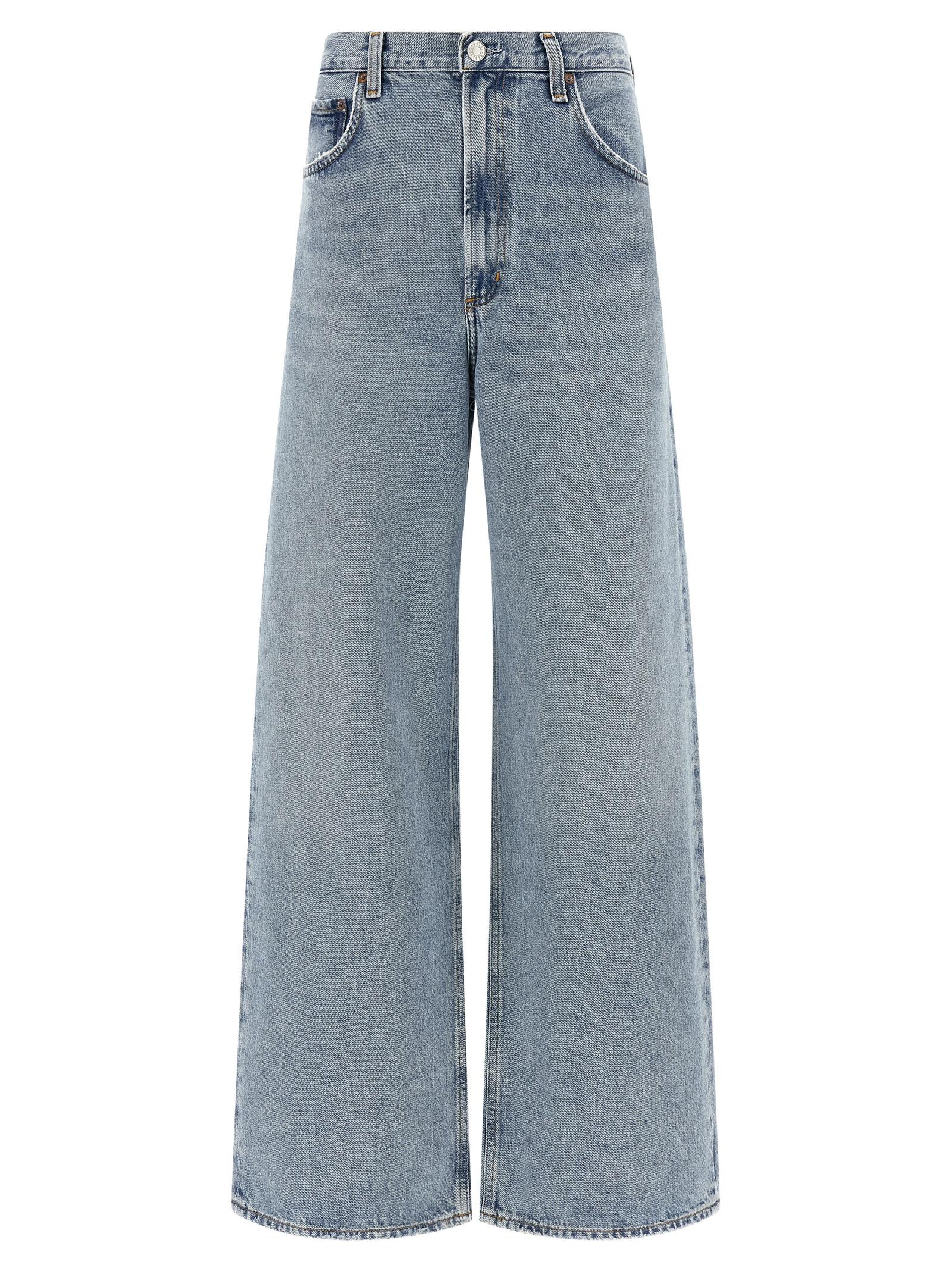 agolde low curve jeans light blue cotton - women