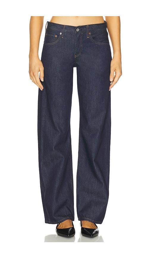 agolde low rise loose jeans in blue.