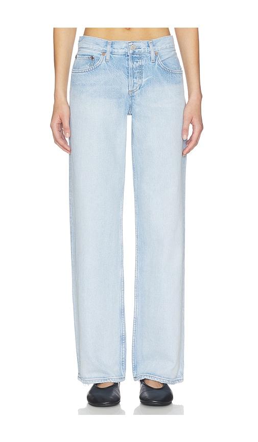 agolde low rise loose jeans in blue.