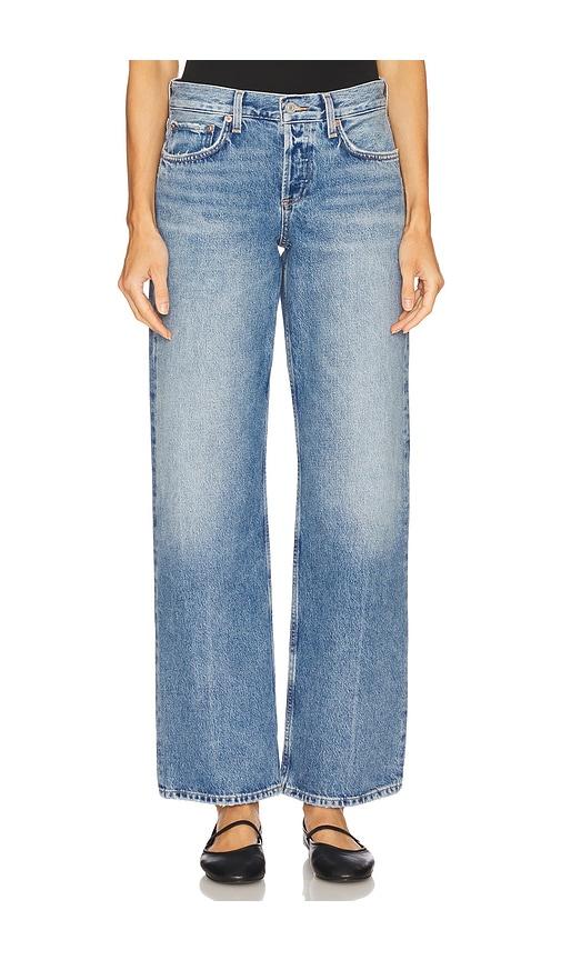 agolde low rise loose jeans in denim-medium.