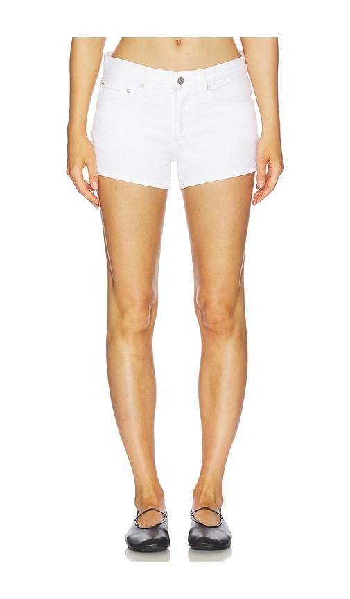 agolde low rise parker shorts in white.