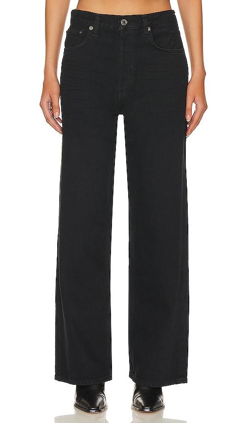 agolde low slung baggy jeans in black.