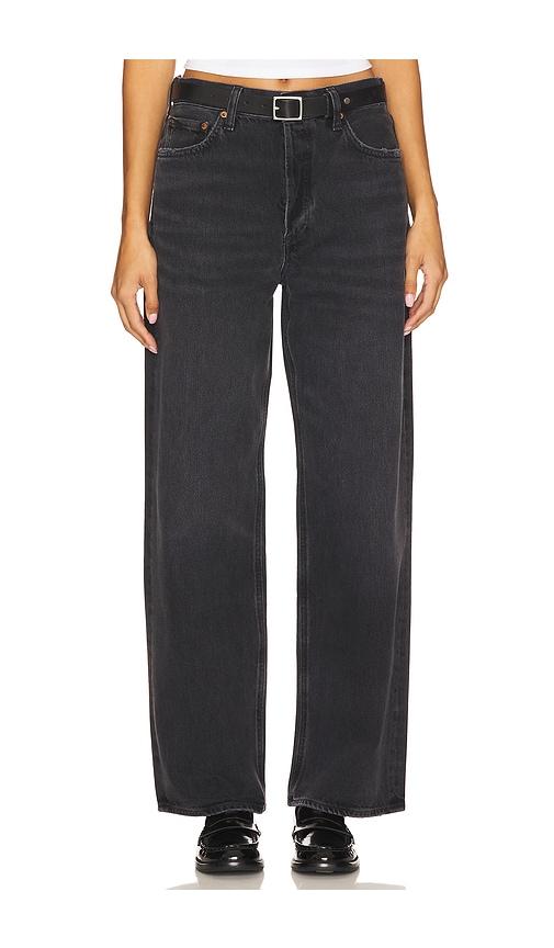 agolde low slung baggy jeans in black.