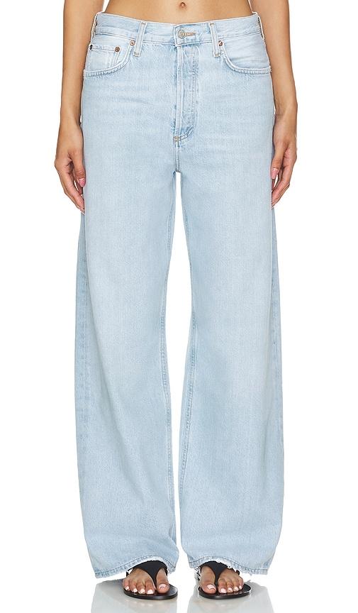 agolde low slung baggy jeans in denim-light.