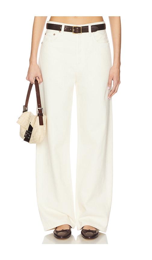 agolde low slung baggy jeans in ivory.