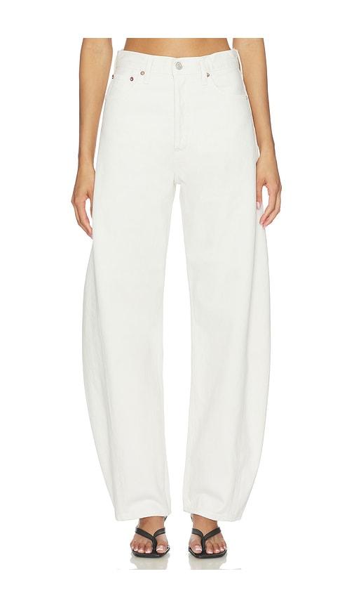 agolde luna pieced jean in ivory.