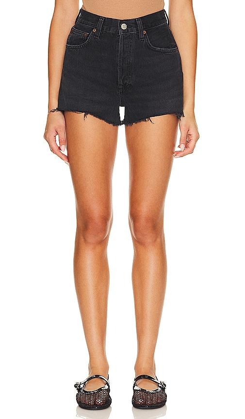 agolde mila short in black.