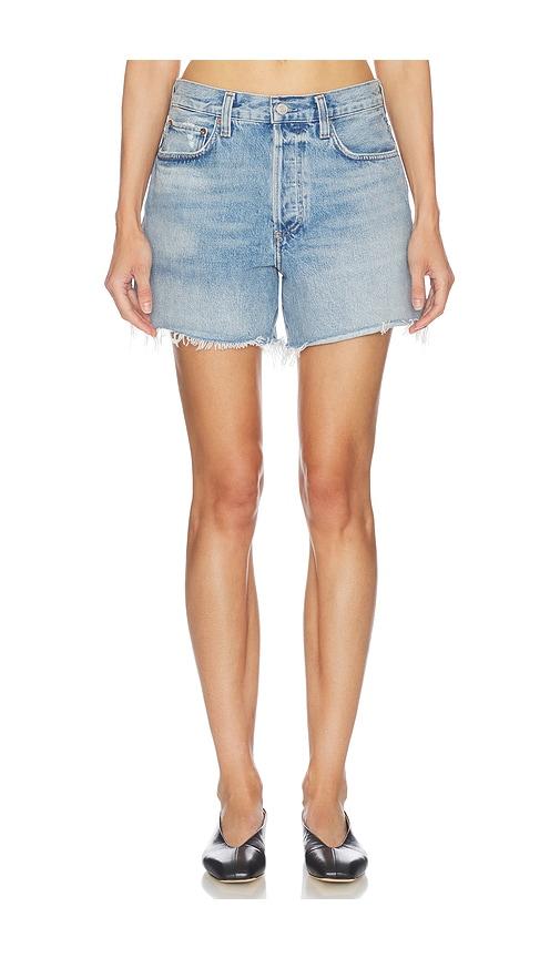 agolde nye relaxed shorts in blue.