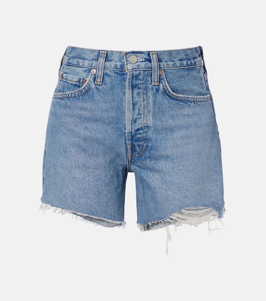 agolde parker long distressed denim shorts