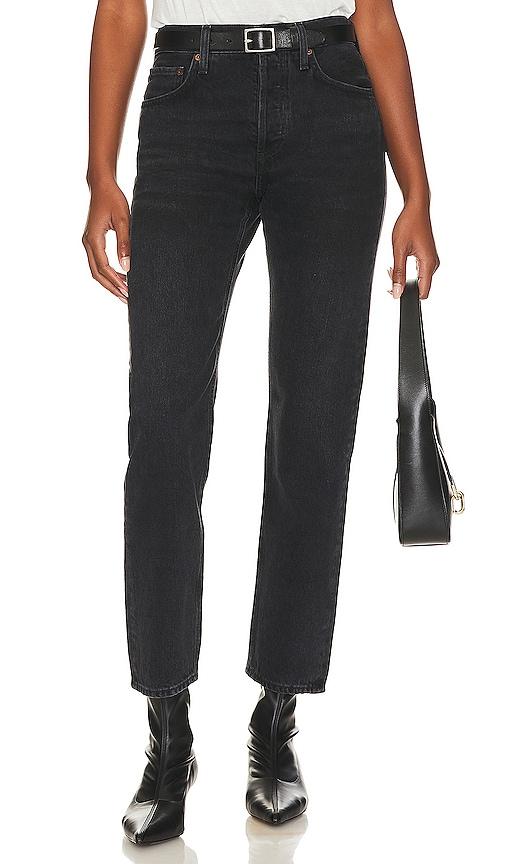 agolde parker long jeans in black.