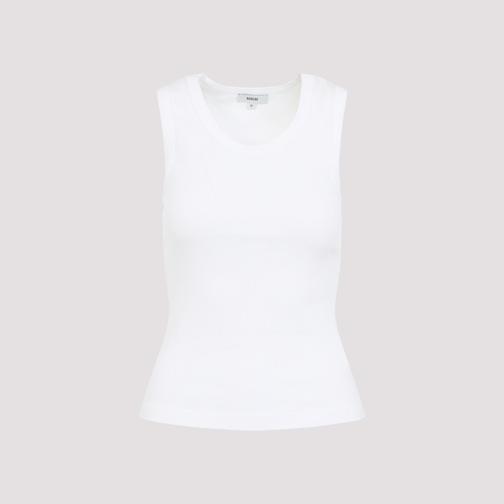 agolde poppy tank top white organic cotton tencel spandex - women