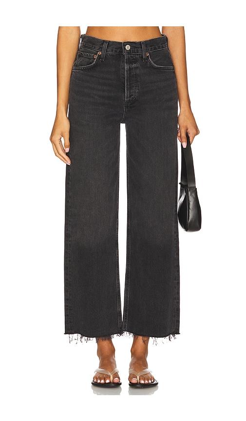 agolde ren high rise wide leg jeans in black.