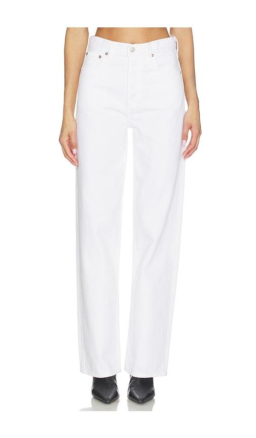 agolde ren high rise wide leg jeans in white.