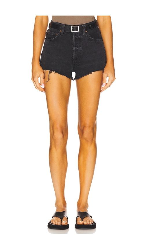 agolde ridley high rise short in black.