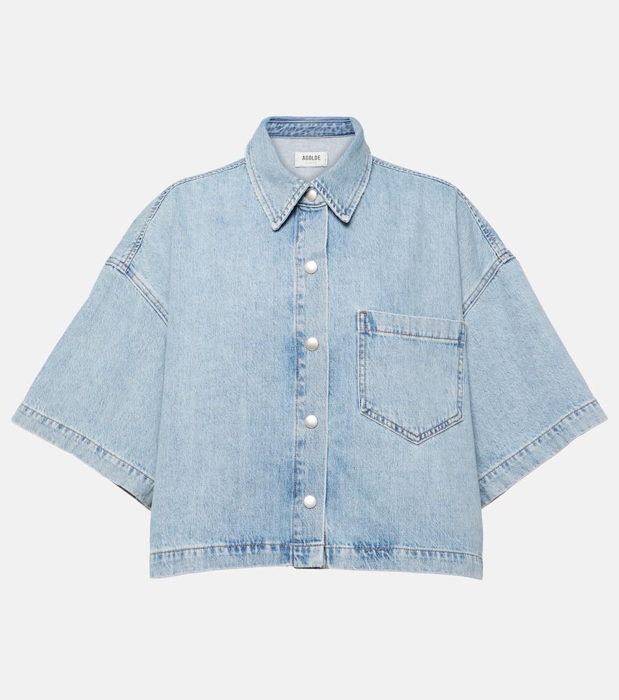 agolde rona box cropped denim shirt