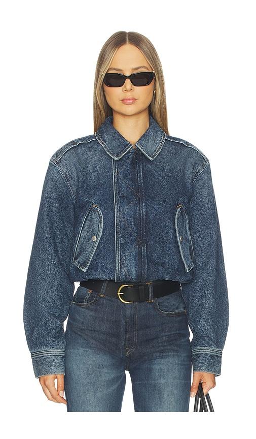 agolde shane jacket in blue.