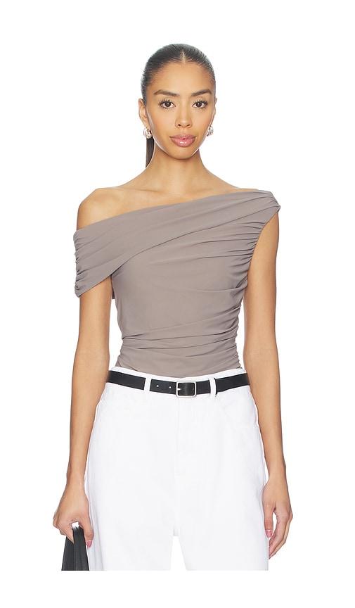 agolde sherilyn bodysuit in taupe.