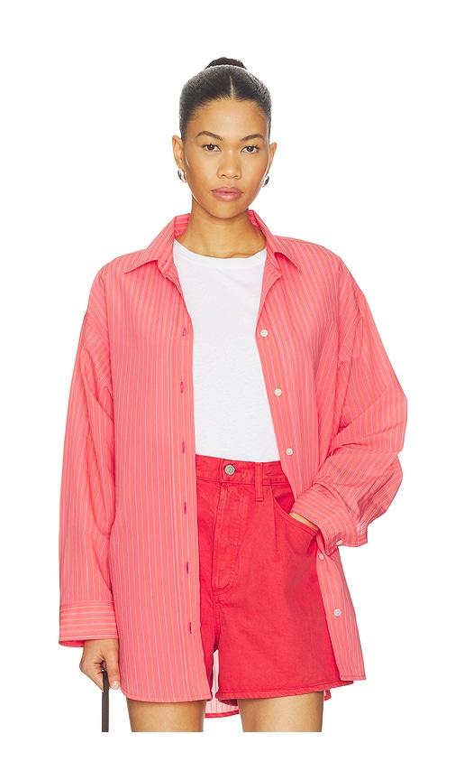 agolde sonia shirt in coral.