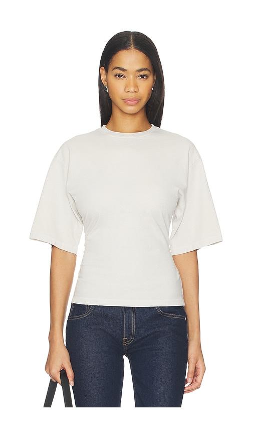 agolde storey tee shirt in beige.