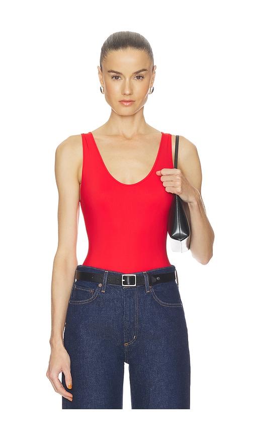 agolde tora bodysuit in red.