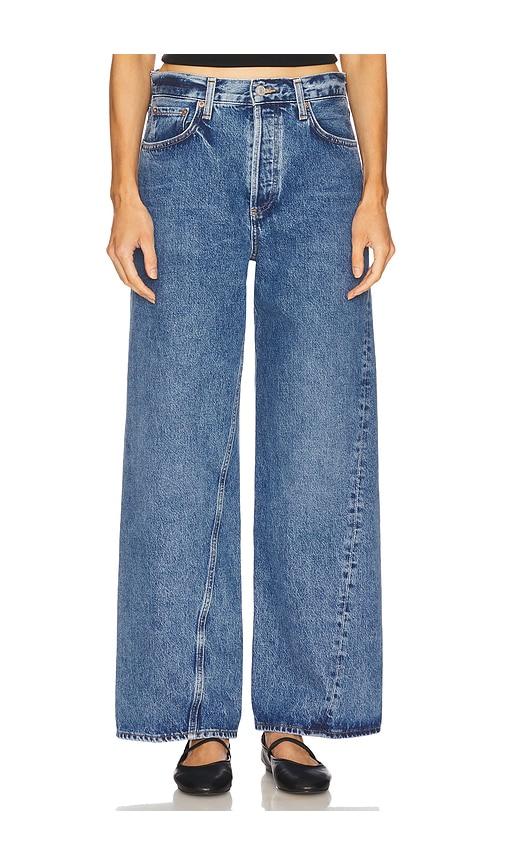 agolde twist low slung baggy jeans in blue.