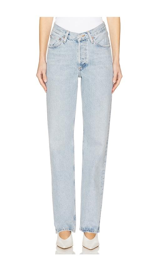 agolde v-waist kelly jeans in blue.