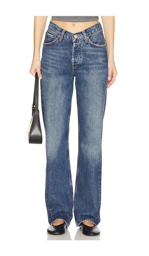 agolde v-waist kelly jeans in blue.