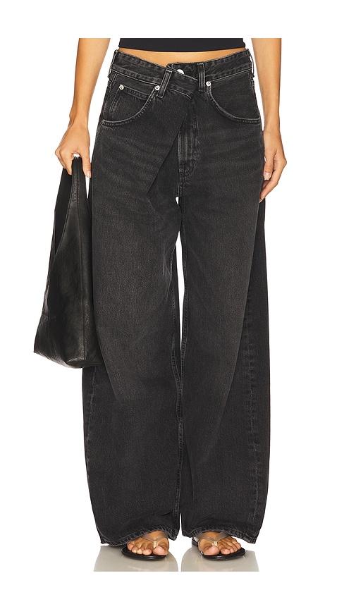 agolde vana wide leg jeans in black.