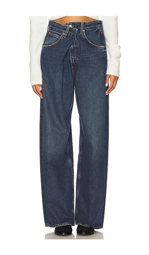 agolde vana wide leg jeans in blue.