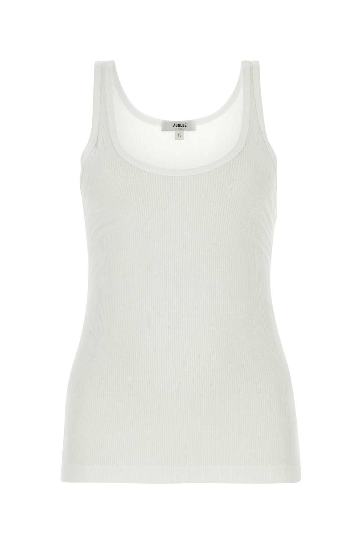 agolde white stretch viscose tank top