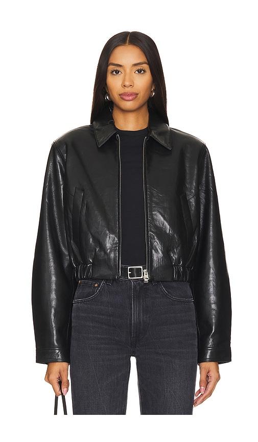 agolde x shoreditch ski club essie cropped jacket in black.