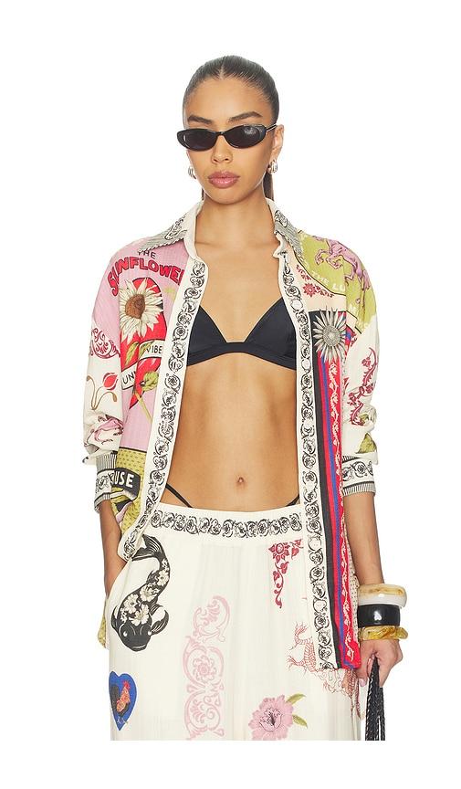 agua bendita anastasia shirt in ivory.