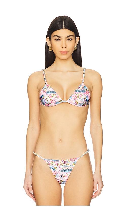 agua bendita belle bikini top in blue,pink.