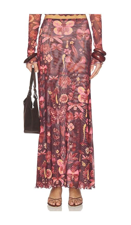 agua bendita brace skirt in red.