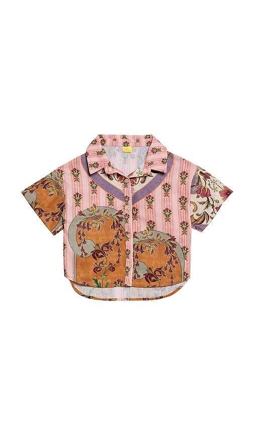agua bendita clarabelle aura shirt in pink,brown.